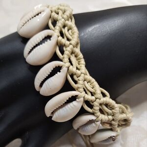 VINTAGE Y2K MACRAMÉ COWRIE SHELL BRACELET SURFER BOHO BEACH JEWELRY